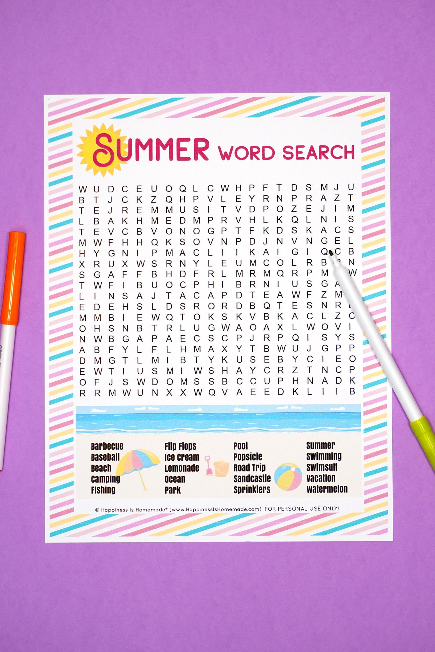 Summer Word Search Bundle, Summer Word Games, Easy, Medium, Hard