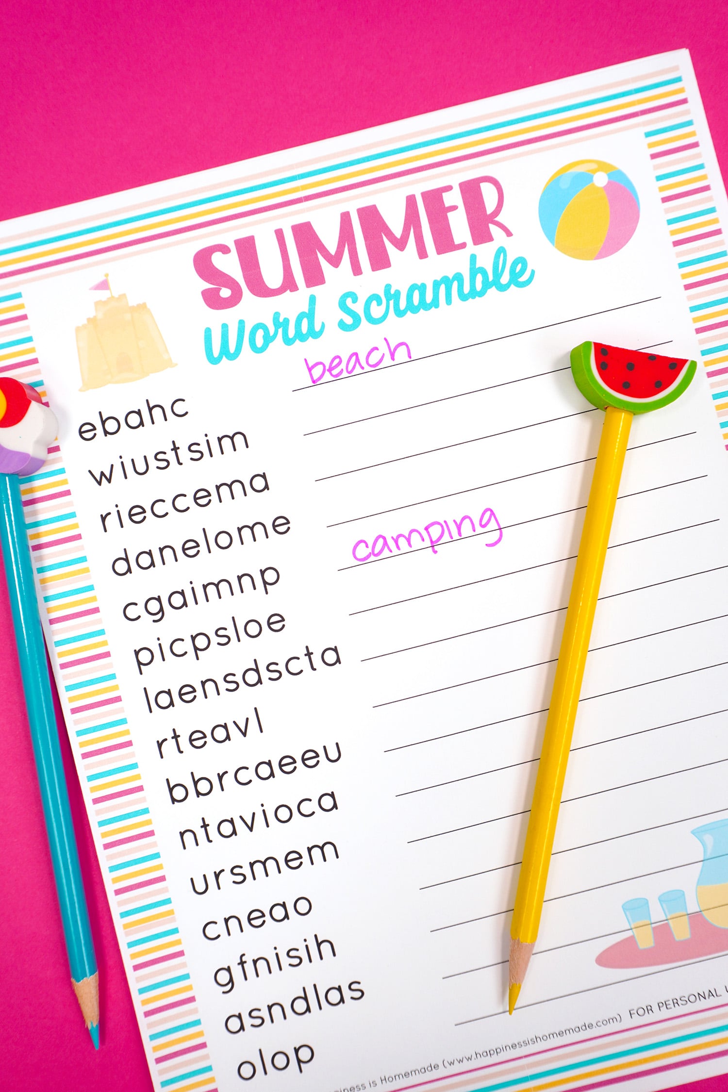 Summer Word Scramble