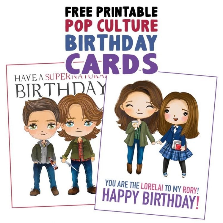 two birthday cards with cartoon characters on them