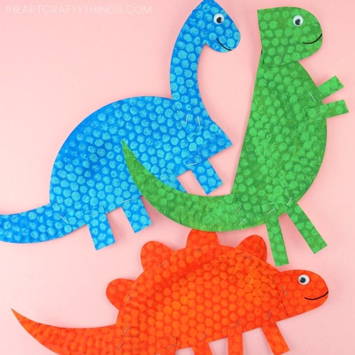 colorful dinosaurs made from paper plates 