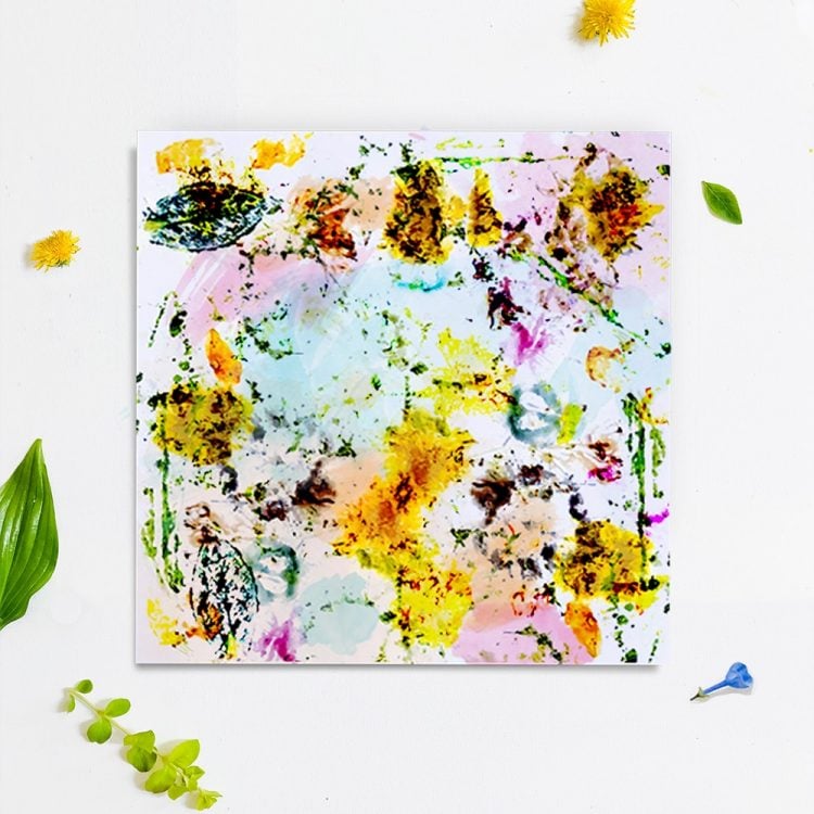 Painting made from flowers and leaves 