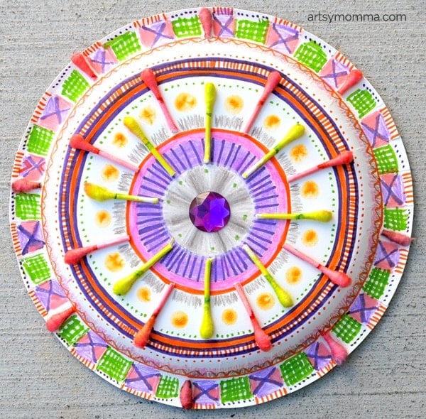 mandala paper plate craft for kids