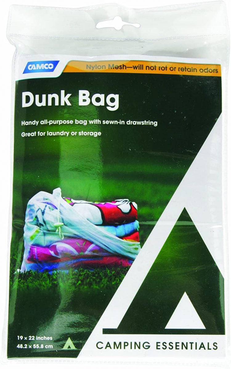 Mesh dunk bag for clothing on green background