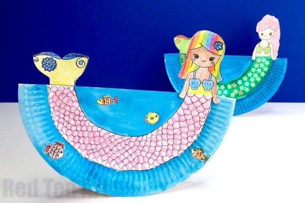 mermaid girl with tail made from paper plate
