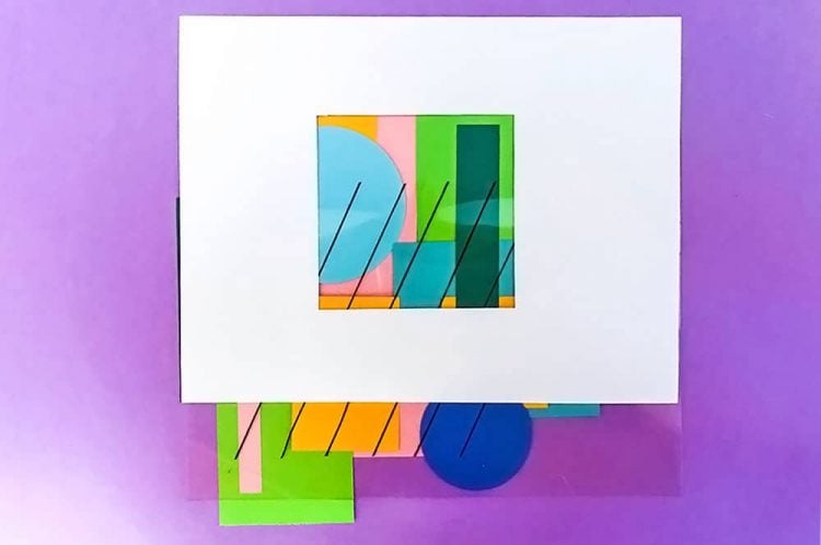 Abstract geometric art made from paper scraps