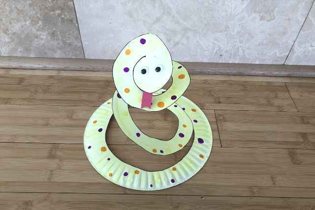 snake made from paper plate craft for kids