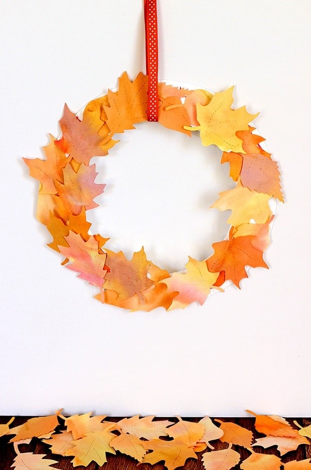 watercolor paper plate wreath thanksgiving decor