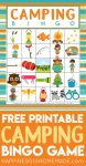 "Free Printable Camping Bingo Game" graphic 