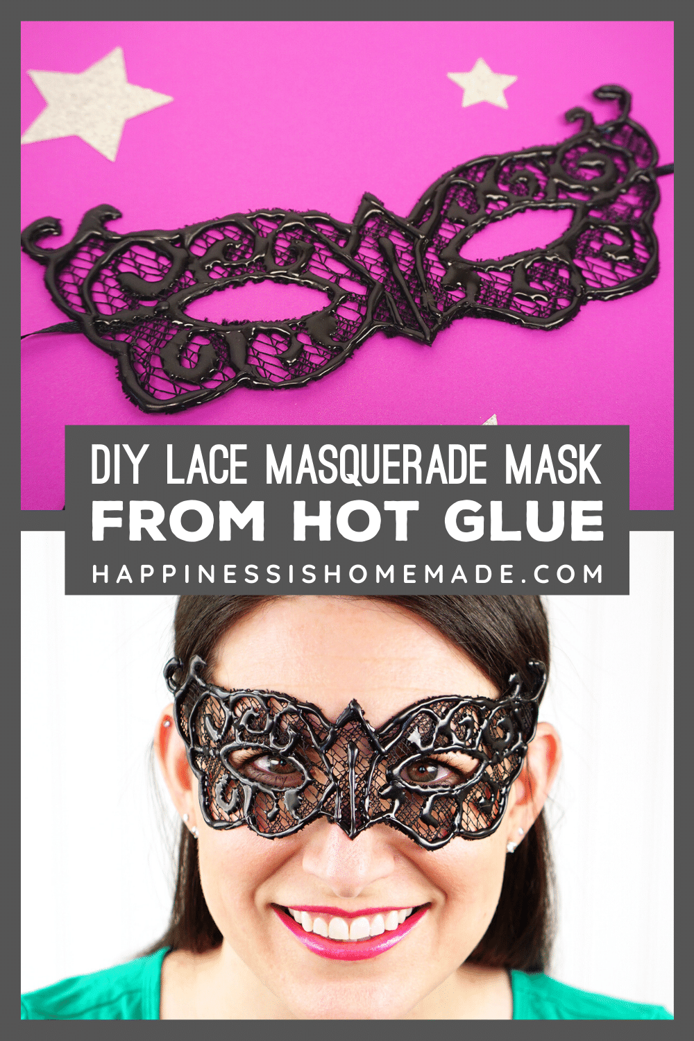 DIY lace masquerade mask from hot glue