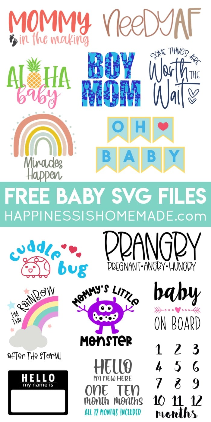 Collage of free baby and pregnancy SVG files