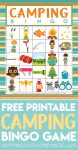 "Free Printable Camping Bingo Game" graphic 