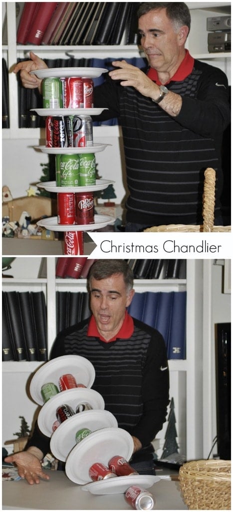 Man playing Chandelier stacking game