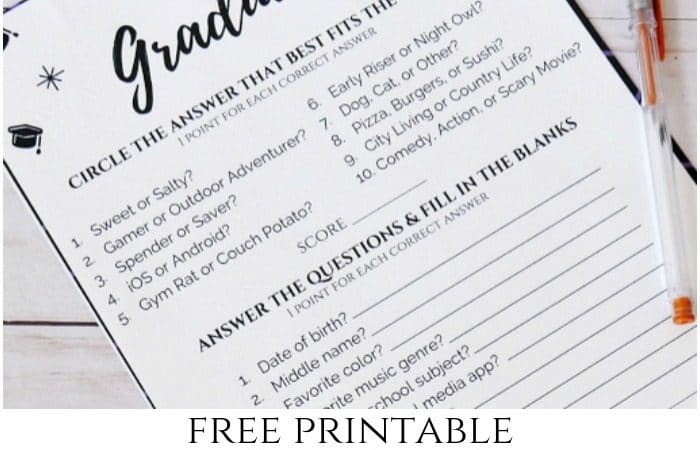 Free printable how well do you know the graduate game