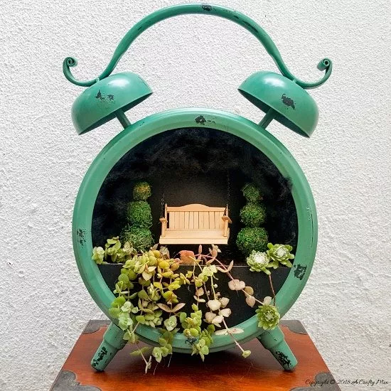 alarm clock with fairy garden inside