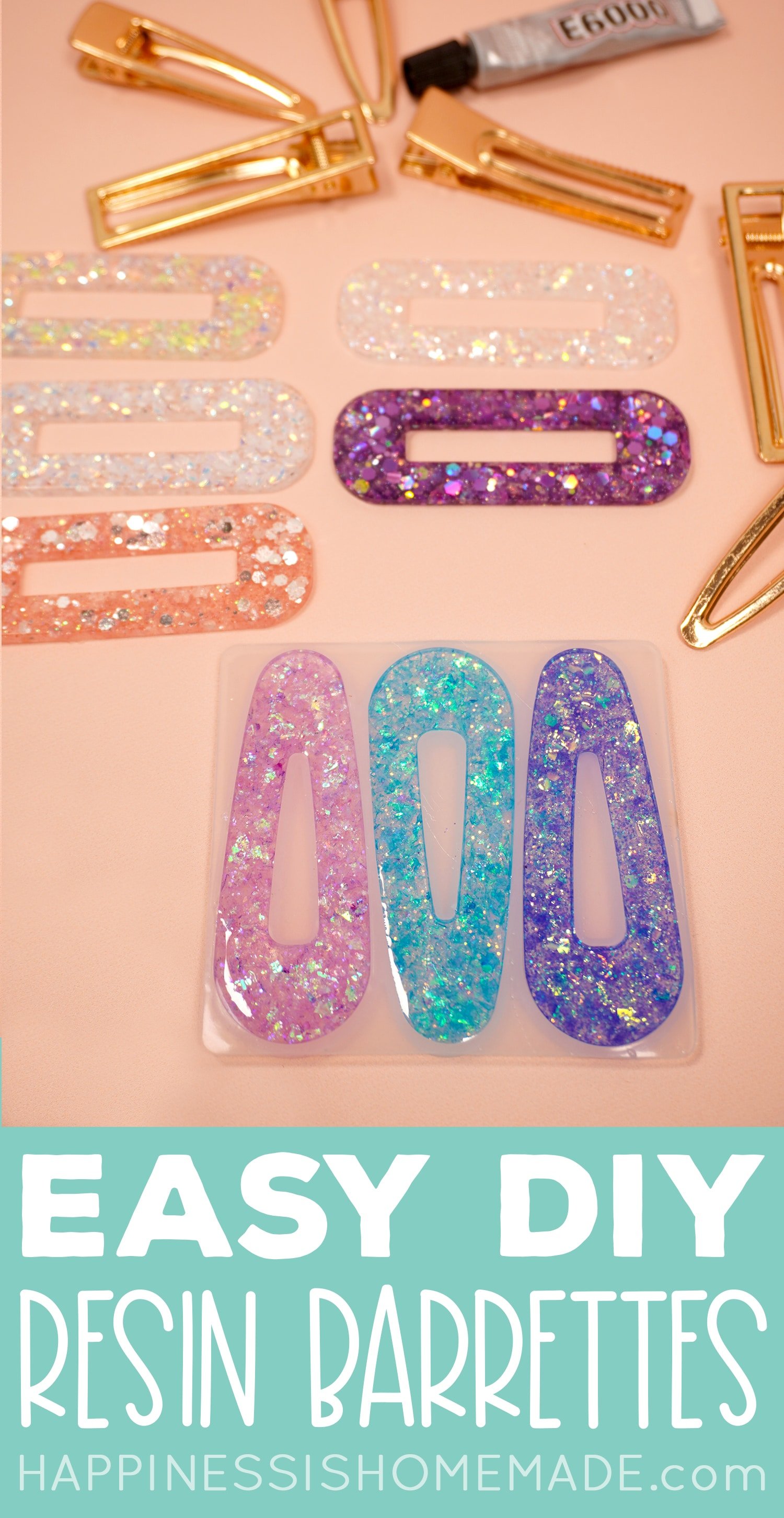 easy diy resin hair barrettes