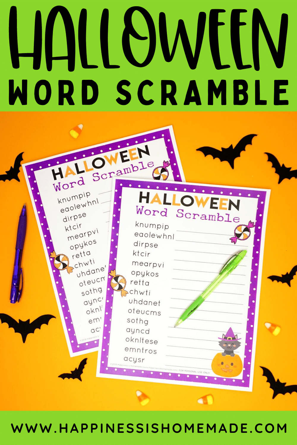 halloween word scramble printable
