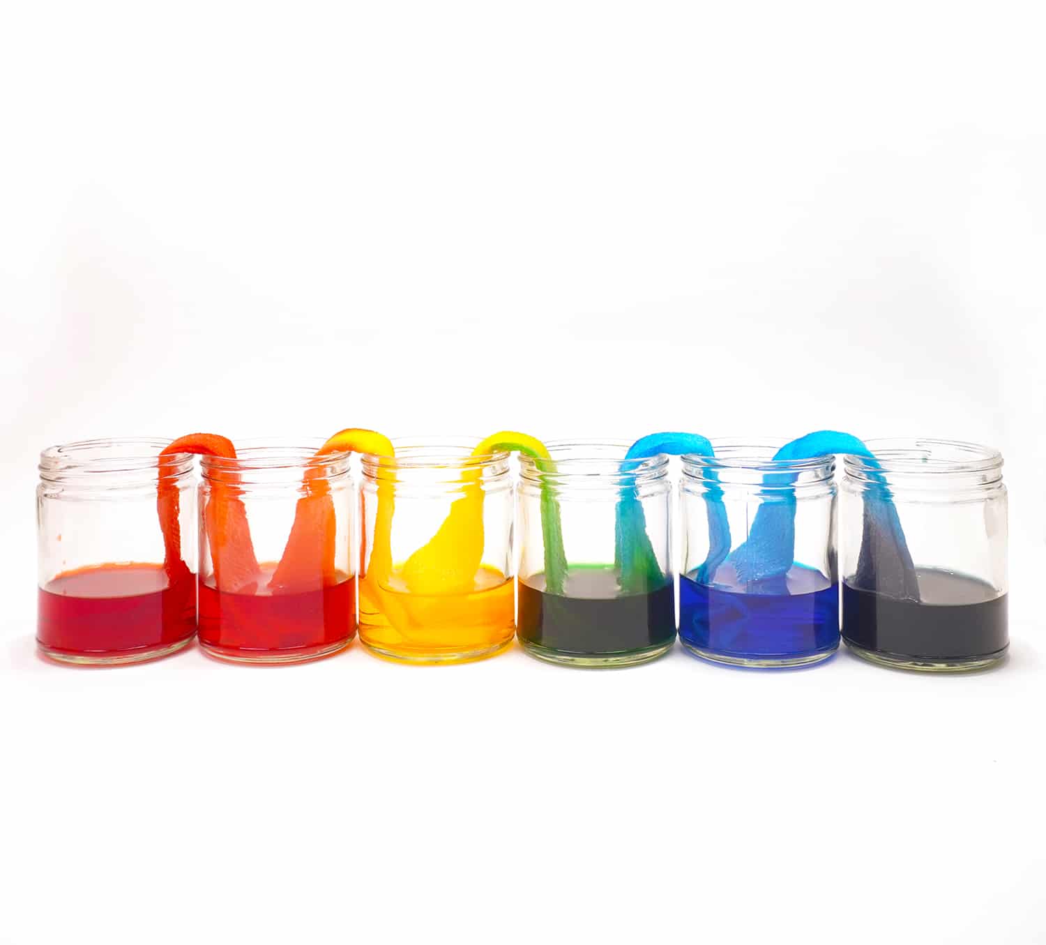 walking rainbow colored jars