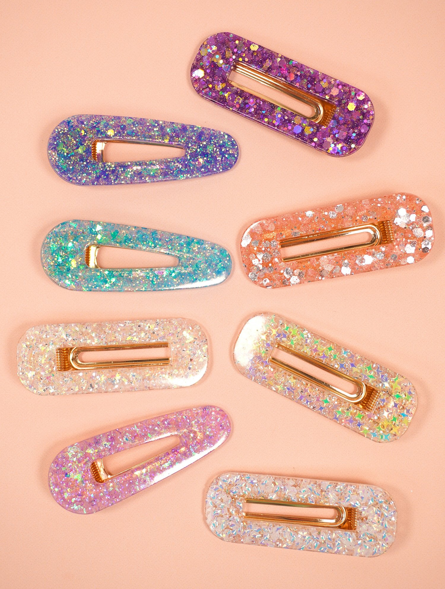 molded resin hair clip barrettes in different colors