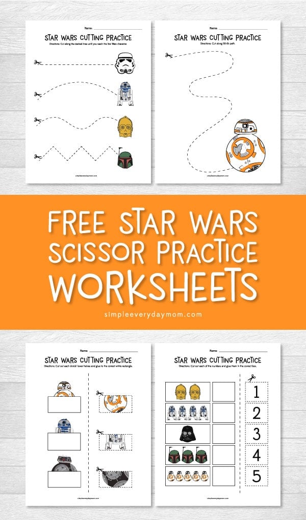 free star wars scissor practice worksheets 