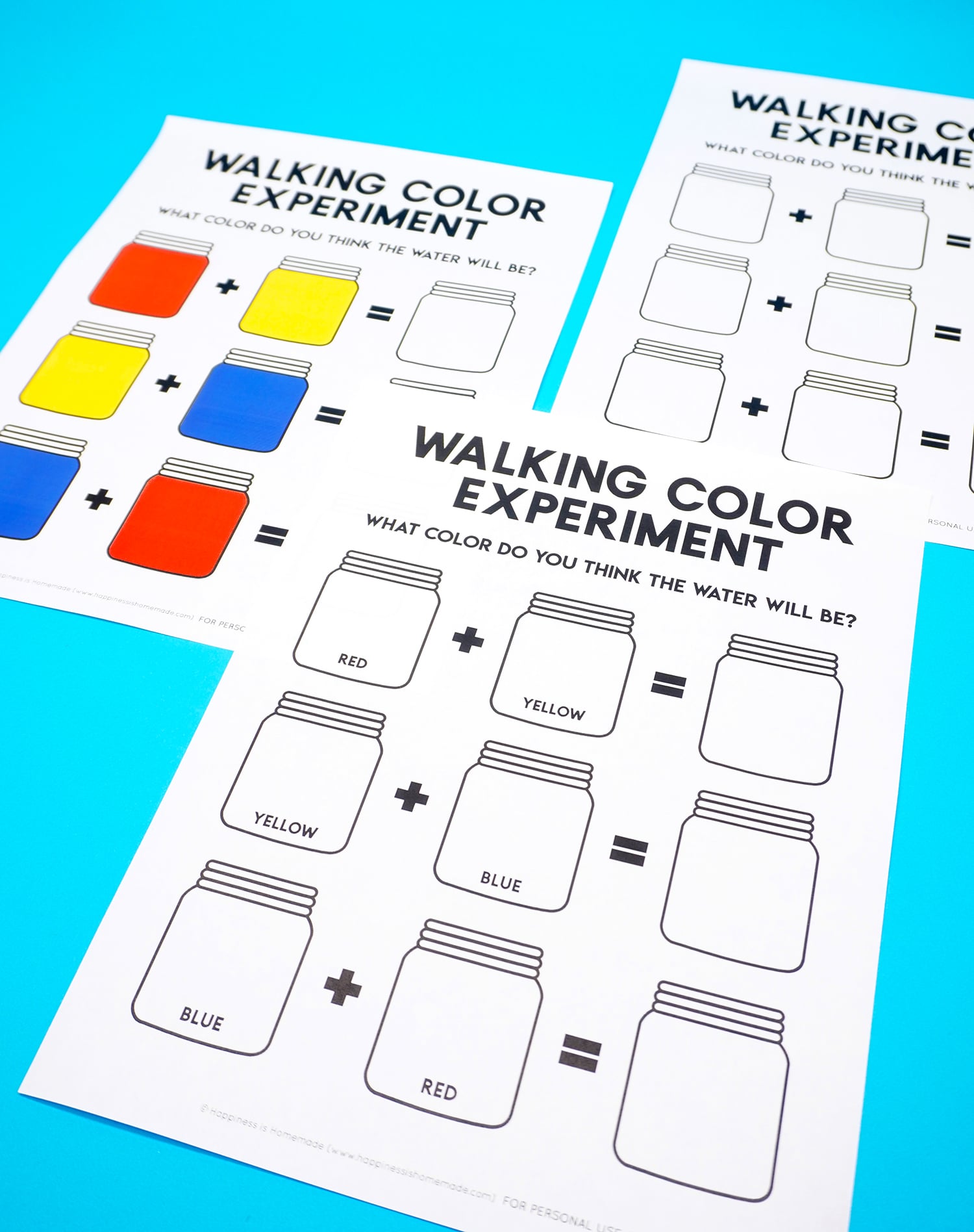 walking rainbow color experiment printables