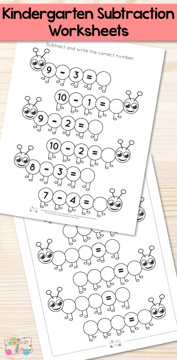 kindergarten subtraction worksheets for small children