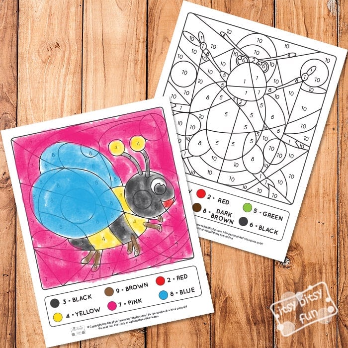 color by umber worksheets for kids 