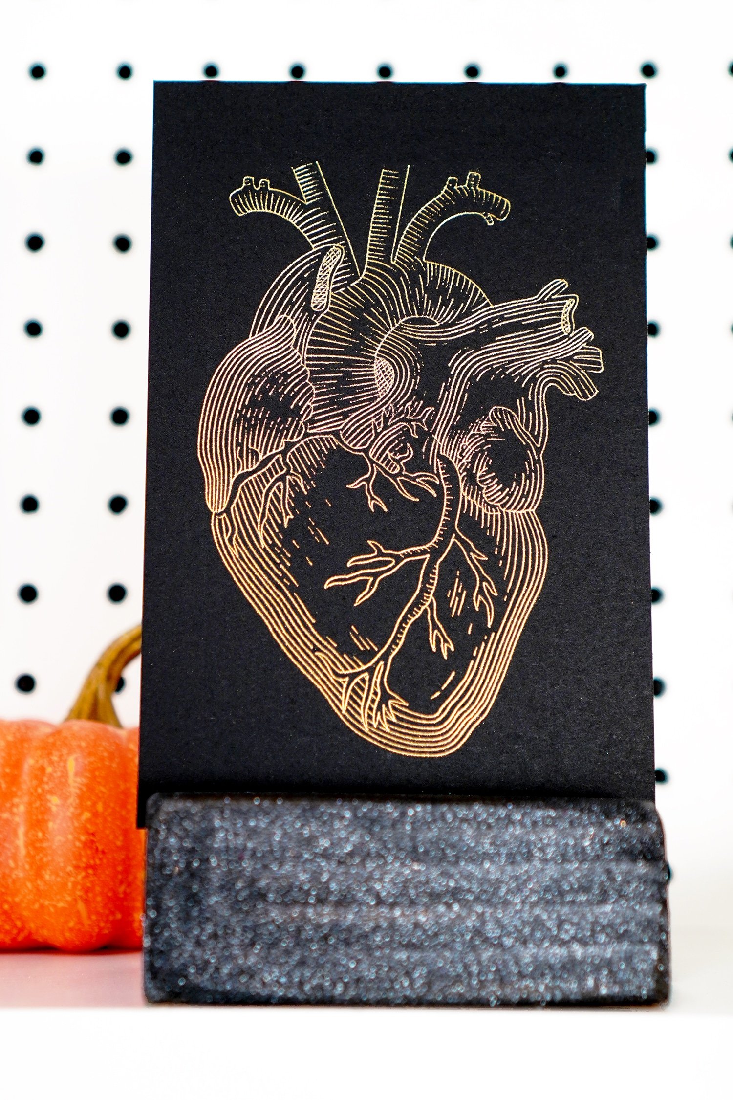 Gold and Black Anatomical Heart Foil Artwork with Cricut Foil Transfer System