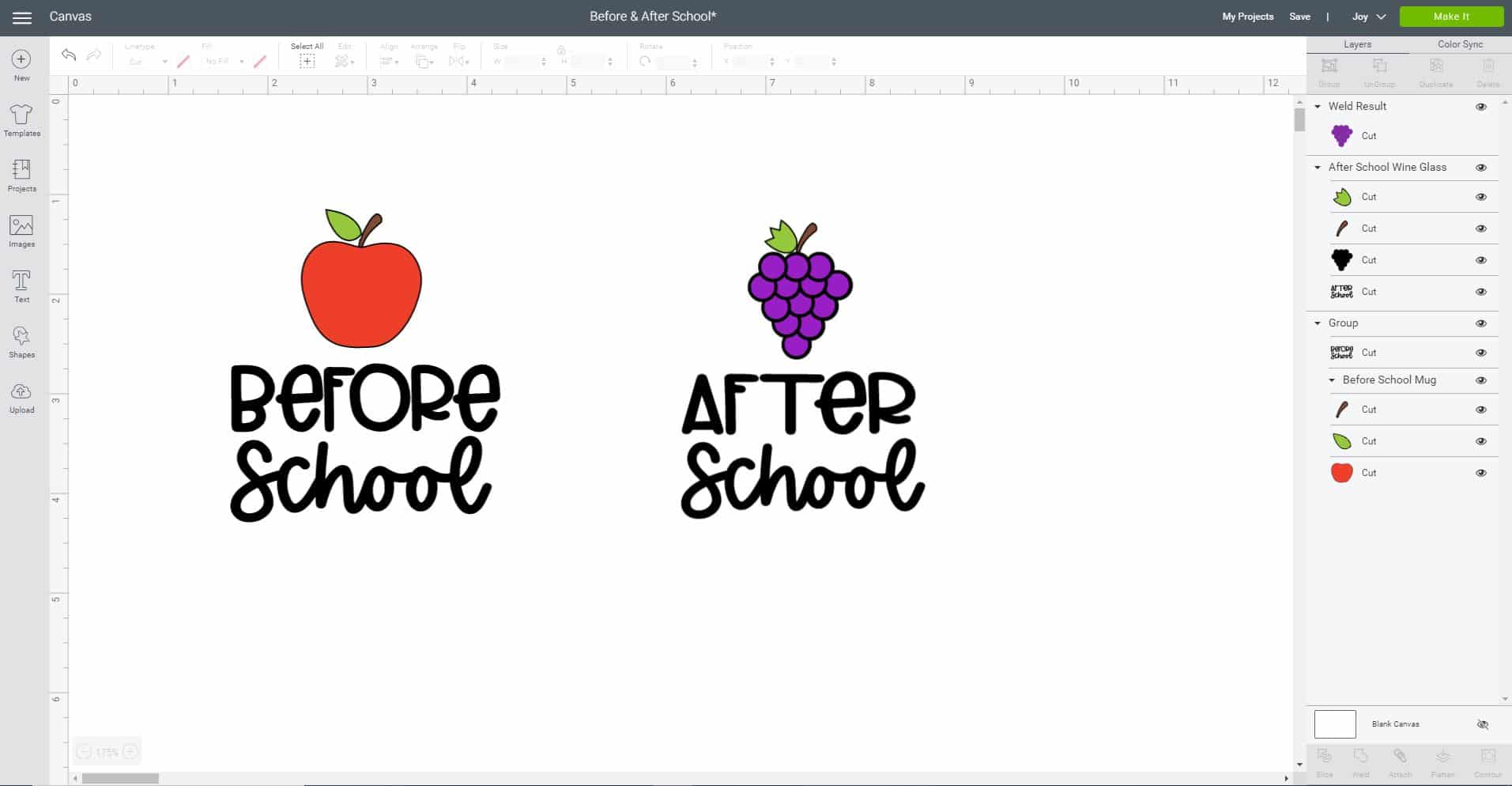 before school and after school svg files in cricut design space