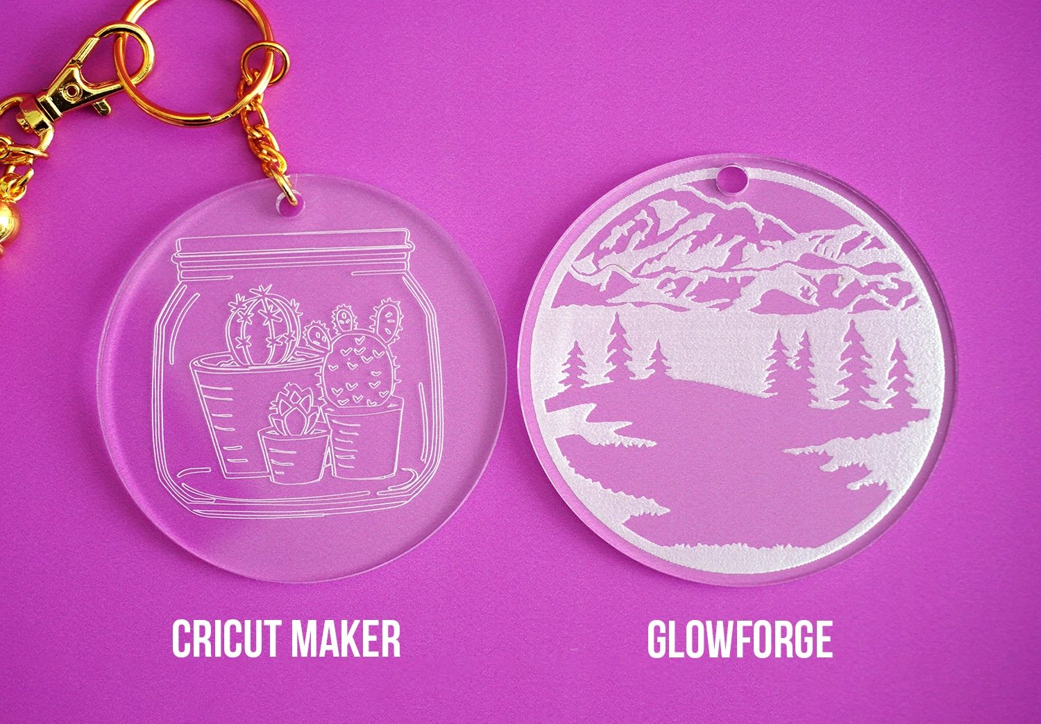 difference between two projects engraving cricut maker vs glowforge, glowforge appears to have more clarity