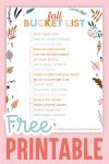 fall bucket list free printable 
