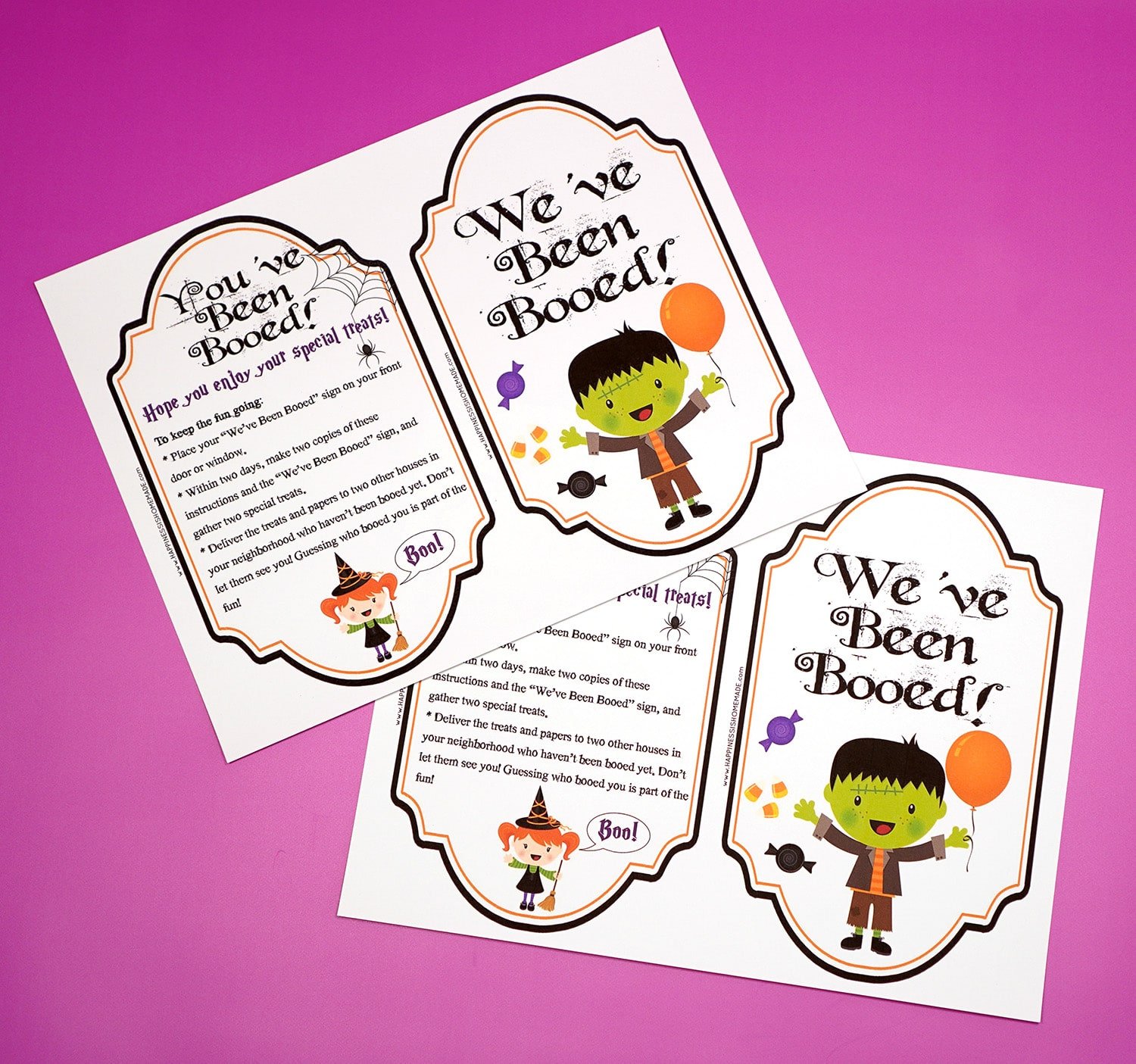 You've Been Booed and Weve Been Booed Printables on Purple Background