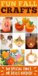collage of easy fall crafts for kids
