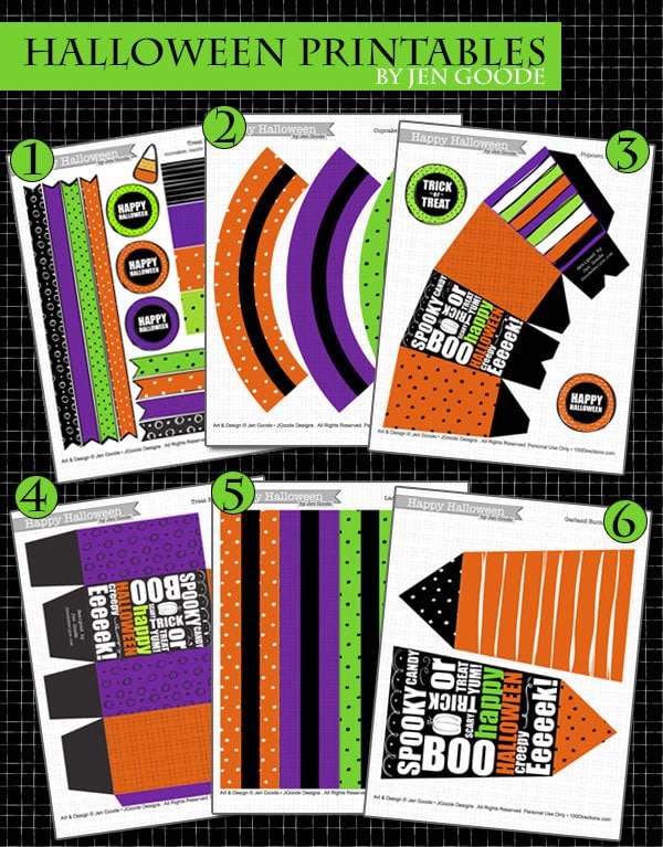 colored halloween printables collage