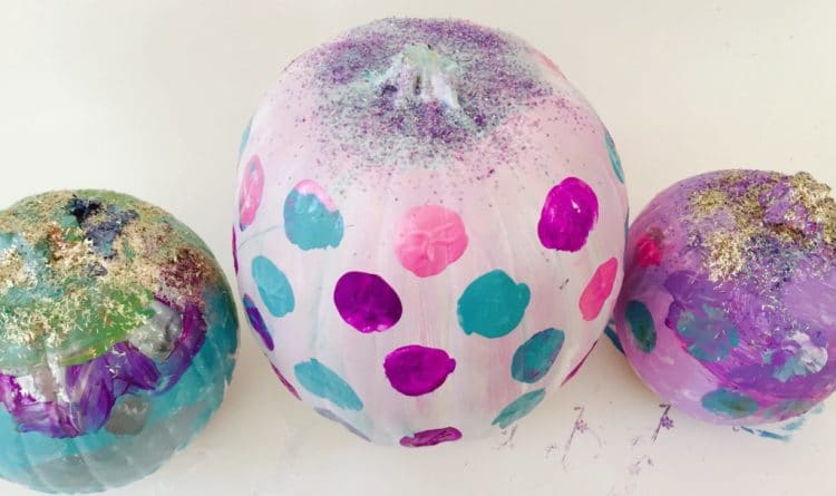 glitter topped painted dot pumpkin