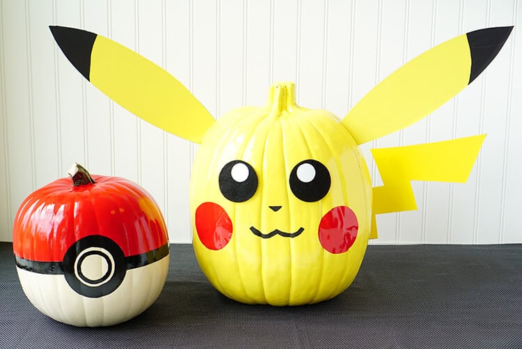 cute pikachu painted pumpkin and pokeball painted pokemon pumpkin