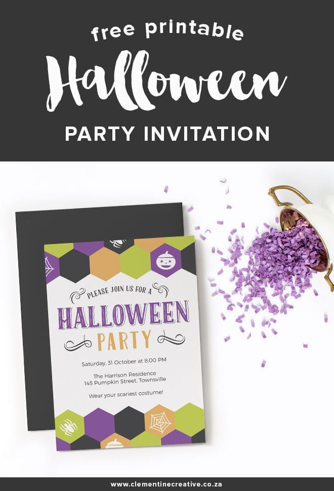 halloween party invitation with confetti
