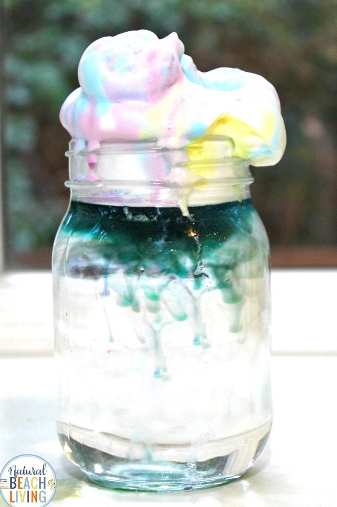 rain cloud in a jar science experiment for kids