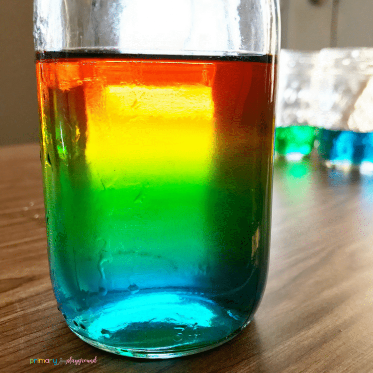 rainbow in a jar on table