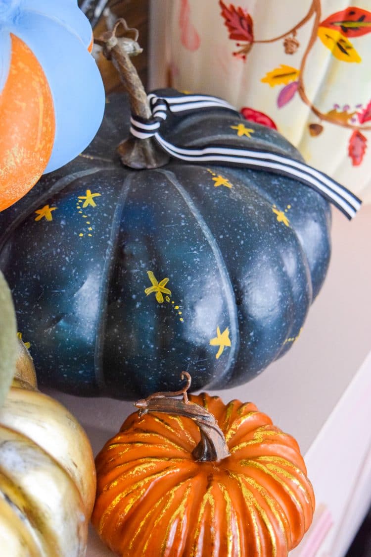 starry night inspired painted pumpkin