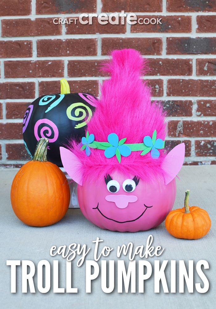 cute easy to make troll pumpkins 