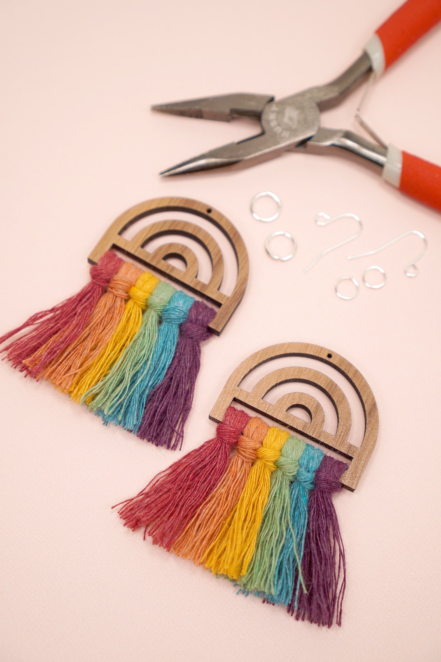 Rainbow Earrings : Macrame Wood Blank ⋆ Magic Moon Micas