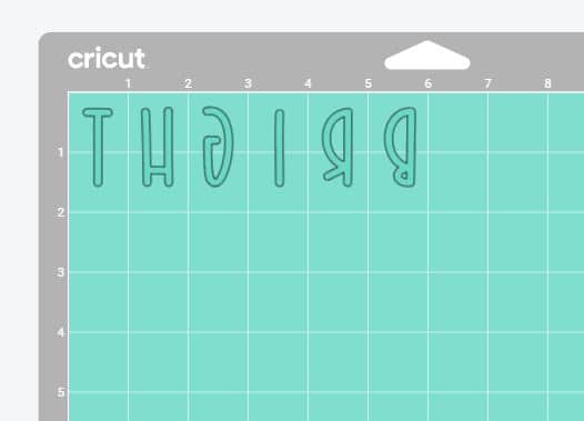 preview of text bright on cricut cutting mat in cricut design space