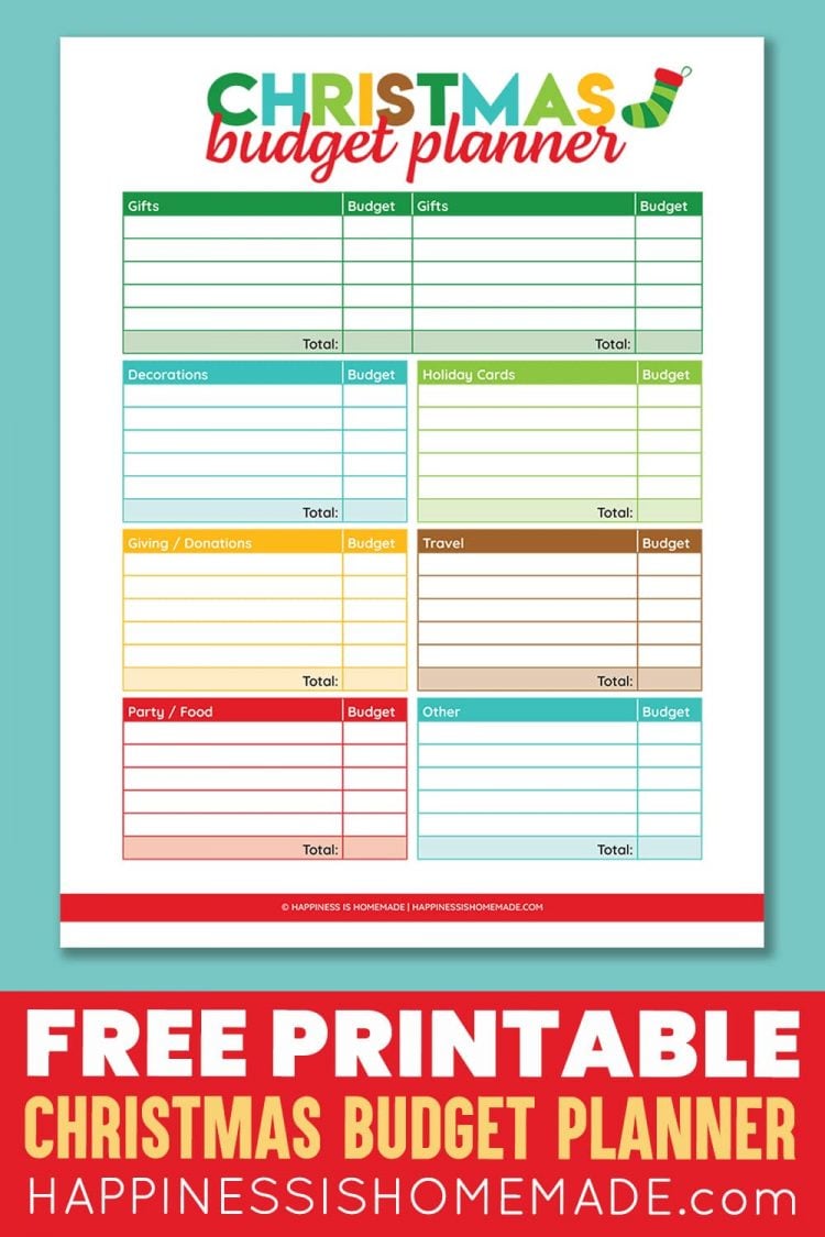 free printable christmas budget planner