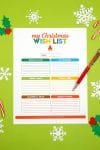 free printable christmas wish list for kids or adults with decorations