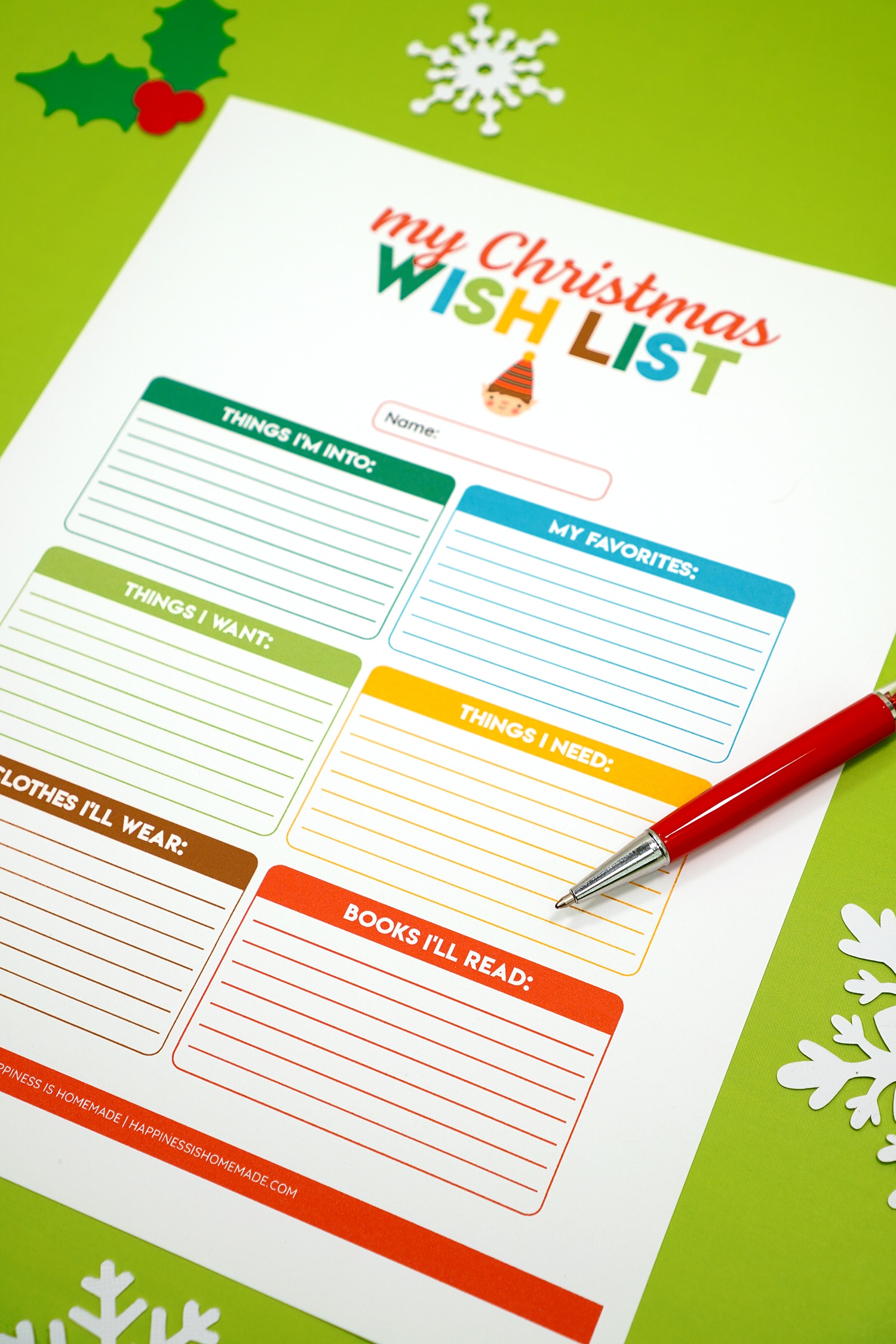 free printable christmas wish list for kids or adults with decorations