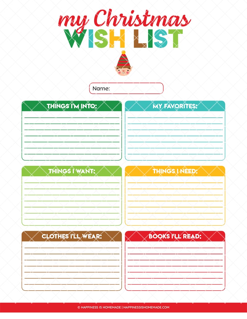 Printable Christmas Wish List For Kids Adults Happiness Is Homemade