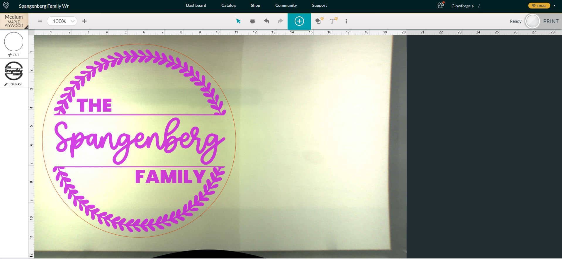 custom family sign in glowforge app