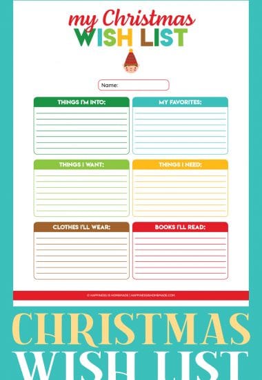 free printable christmas wish list