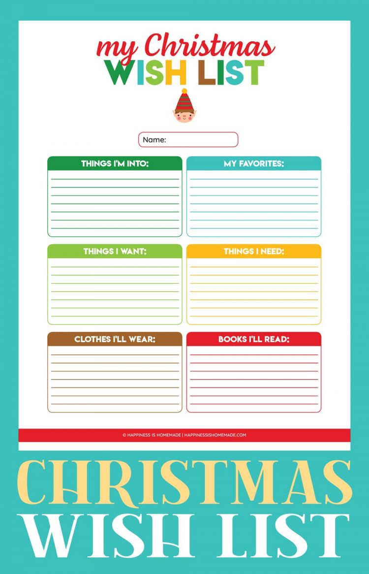 free printable christmas wish list