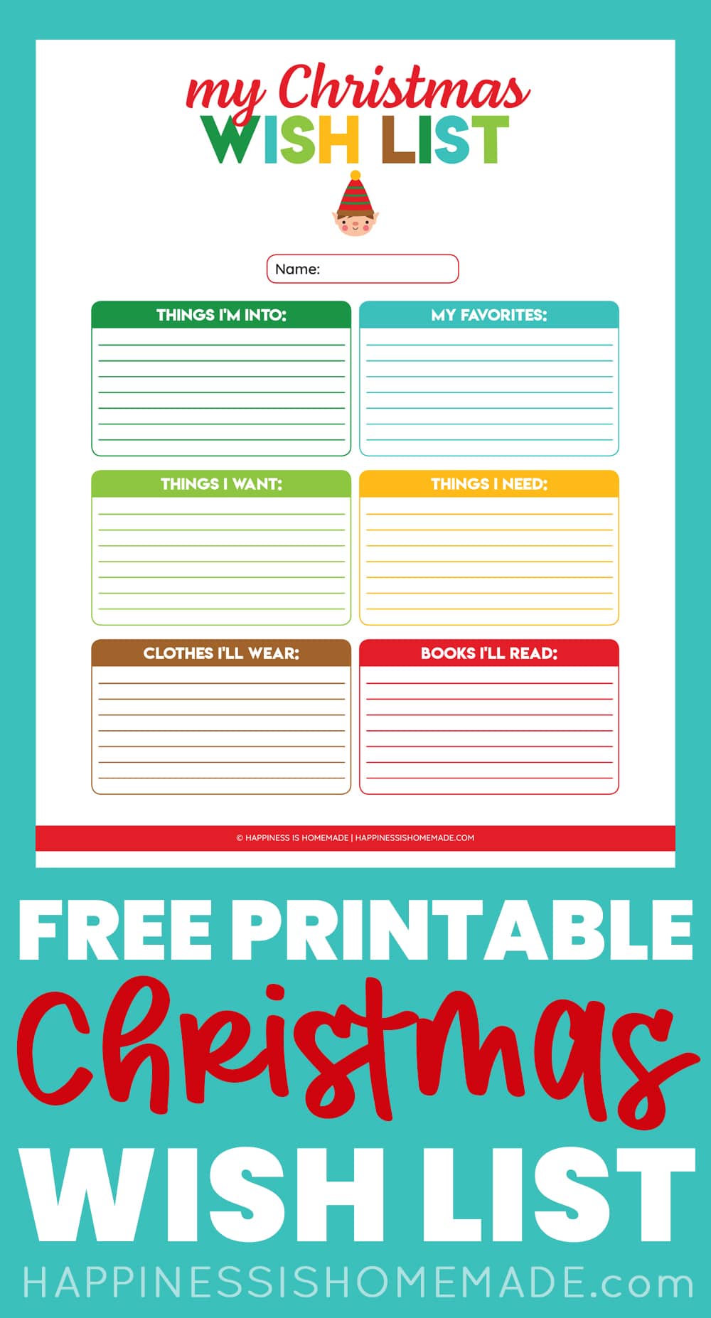 free printable christmas wish list for kids or adults with decorations